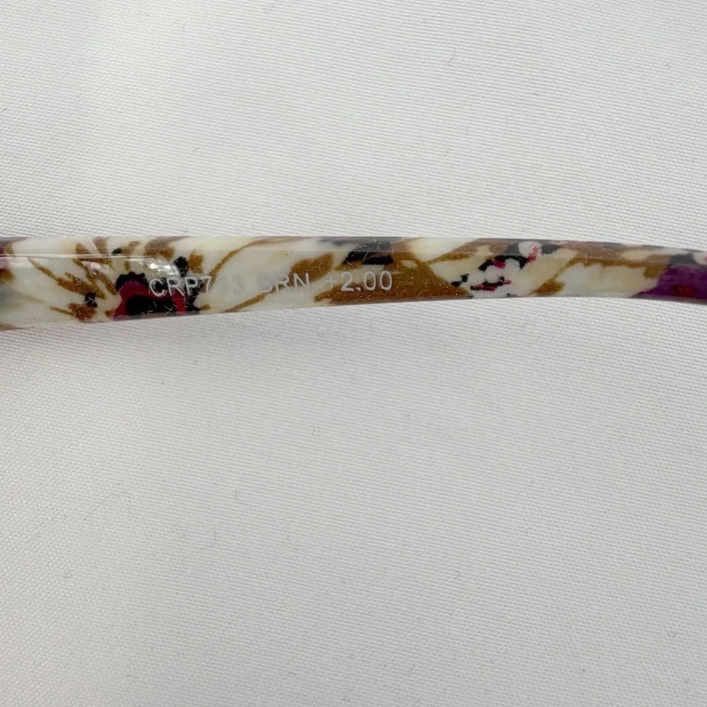 Evolutioneyes Reading Glasses +2.00 Burgundy Floral Rectangular Work Chic 104-58